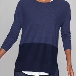 Athleta women’s wool cashmere stargazer oversized sweater blue colorblock sz S